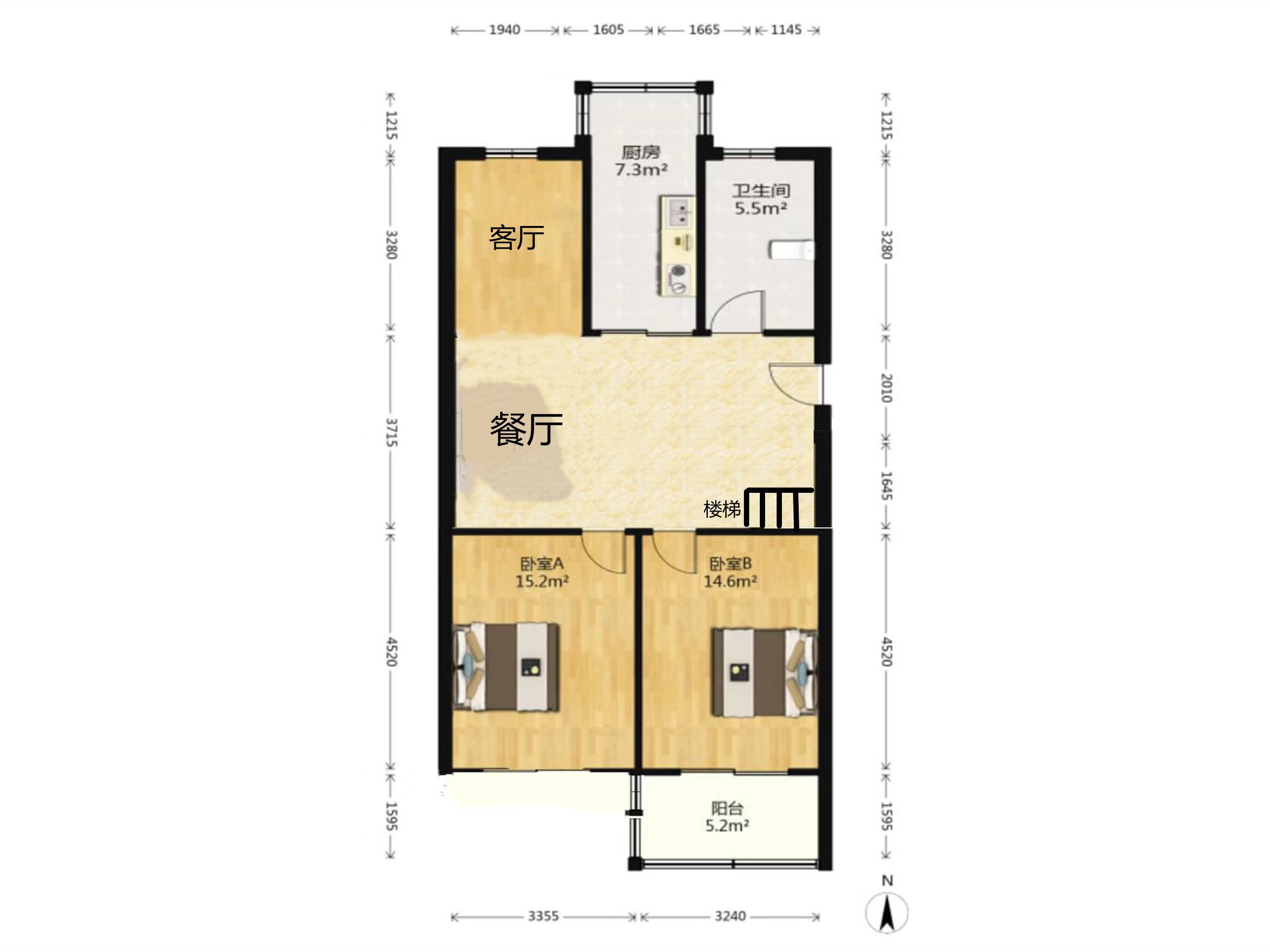 城山家园 3室2厅1卫 86.97m&sup2;