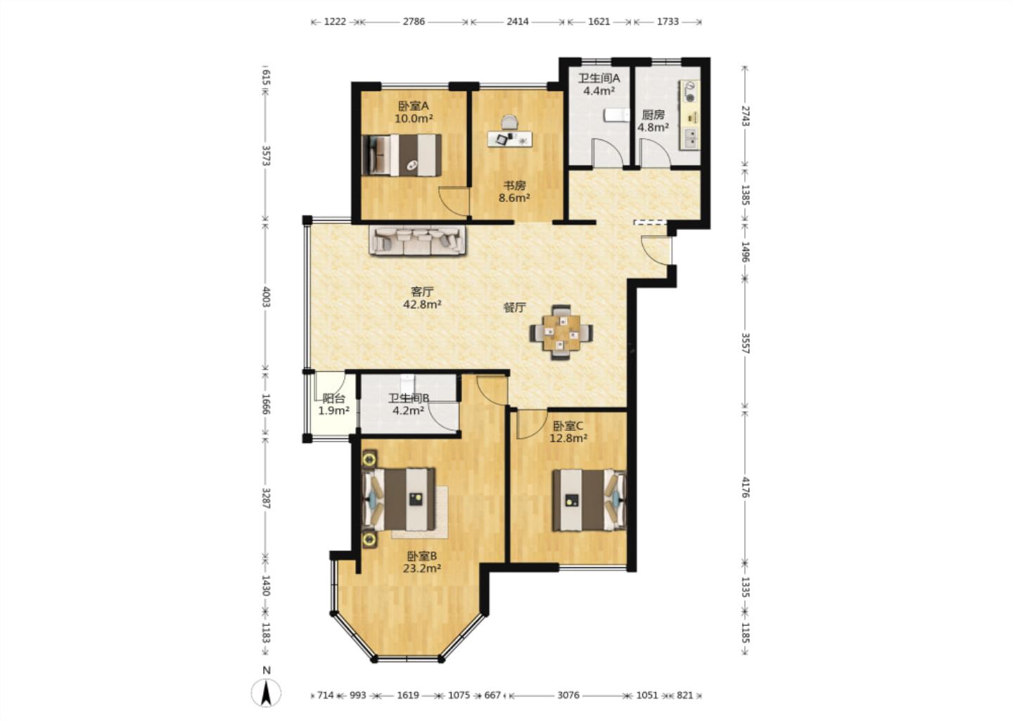 中南世纪花城三期 4室2厅2卫 141.03m&sup2;