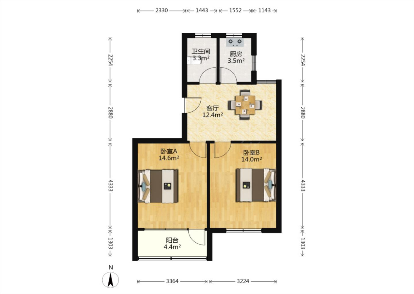 海港新村 2室1厅1卫 68m&sup2;