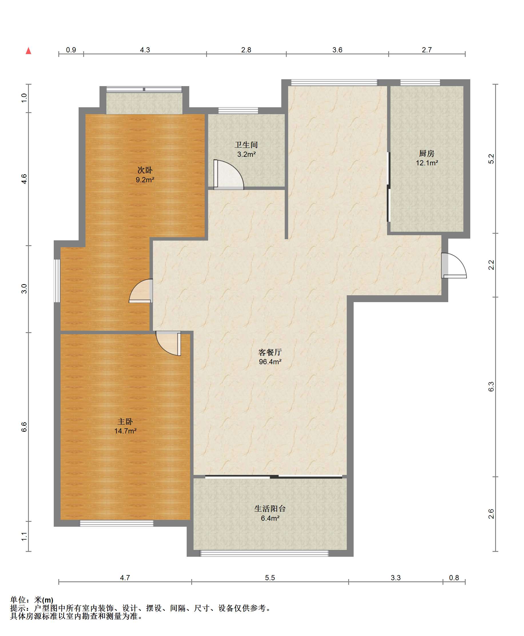 恒盛豪庭 2室2厅1卫 105m&sup2;