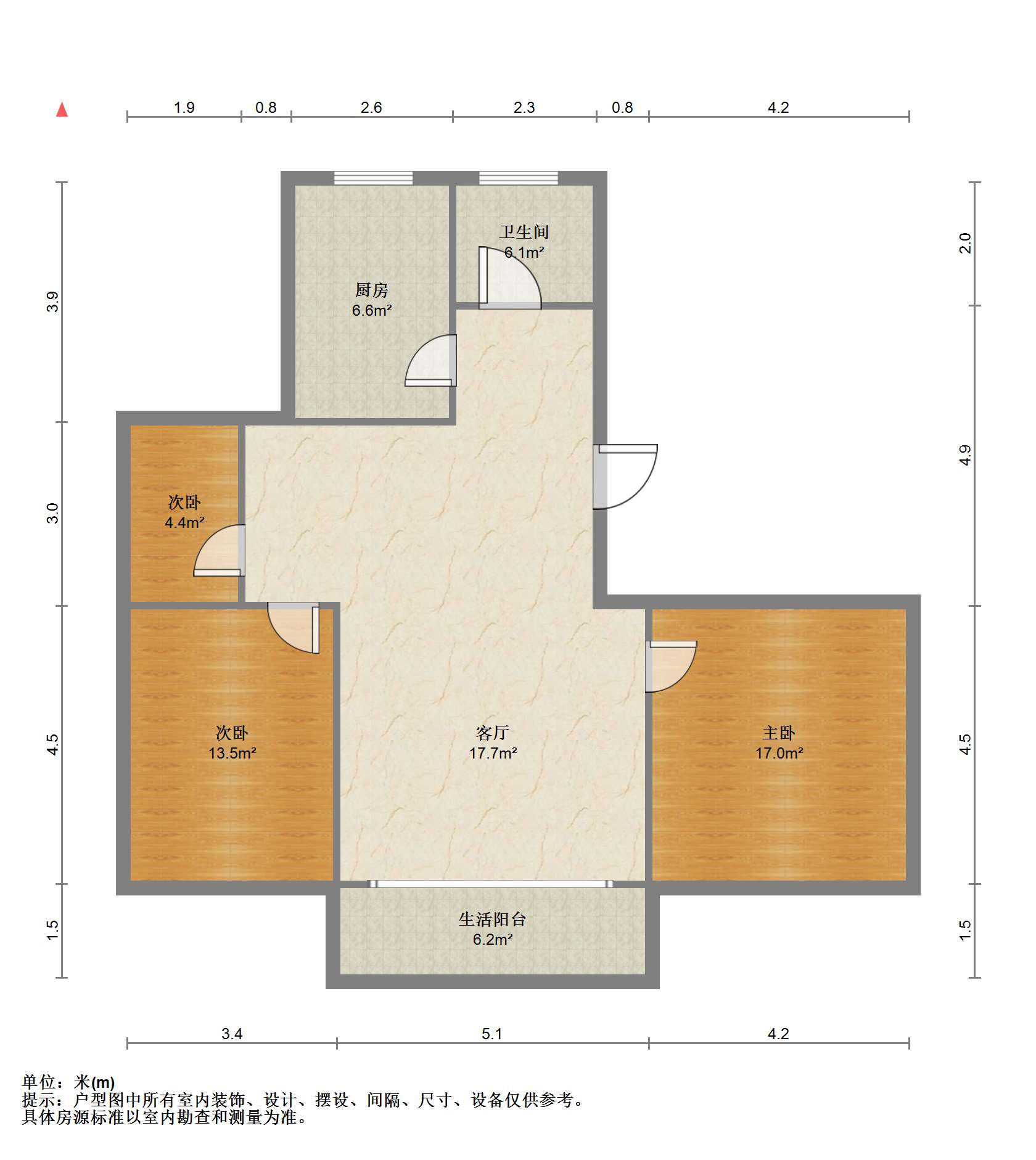 恒成楼 3室1厅1卫 100.00m&sup2;