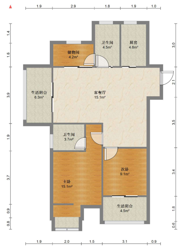 佳源都市 3室2厅2卫 113.3m&sup2;