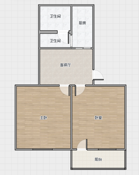 安康小区(通州区) 2室2厅1卫 77.12m&sup2;