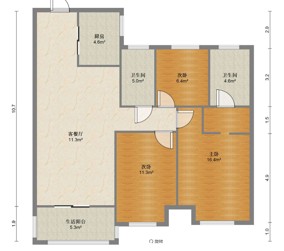 富力院士廷 3室2厅2卫 109m&sup2;