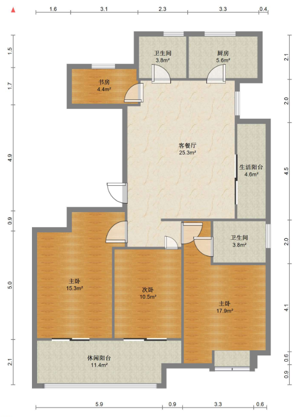 佳源都市 4室2厅2卫 131.00m&sup2;