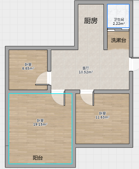 郭里园 3室1厅1卫 76.91m&sup2;