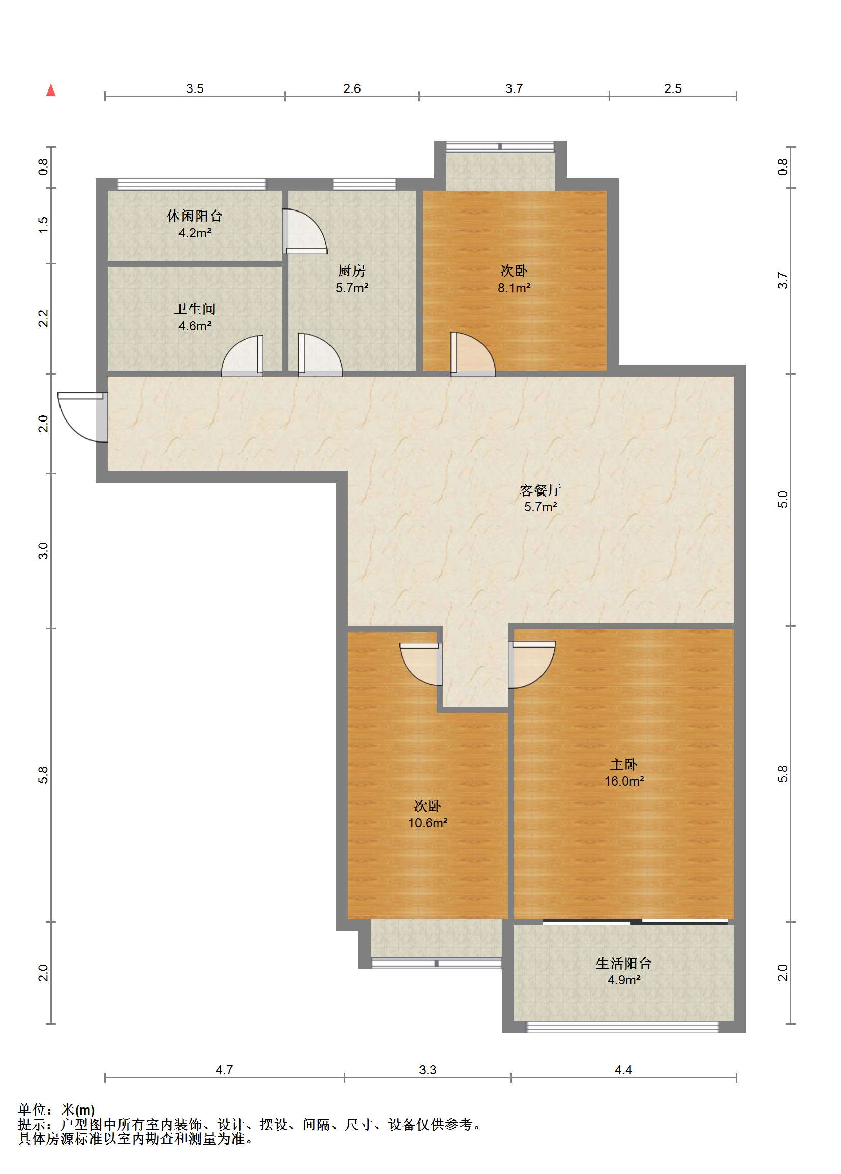 天熹苑 3室2厅1卫 101m&sup2;
