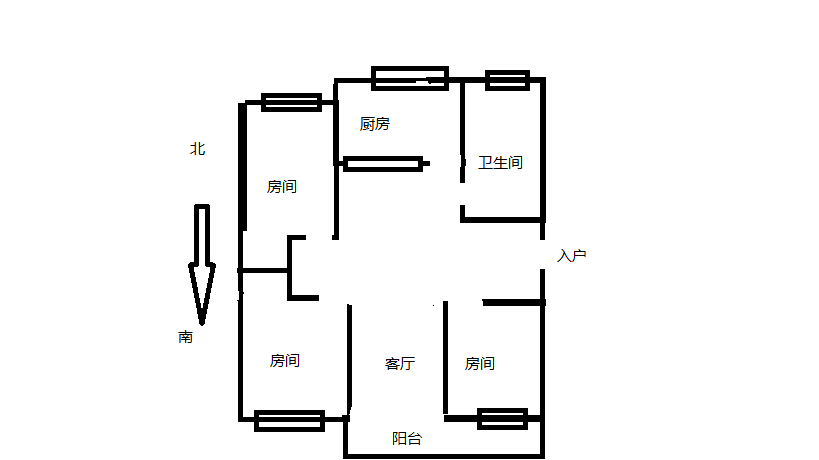 新桃园 3室1厅1卫 107.87m&sup2;