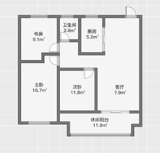 华禧铭苑 3室2厅1卫 106m&sup2;