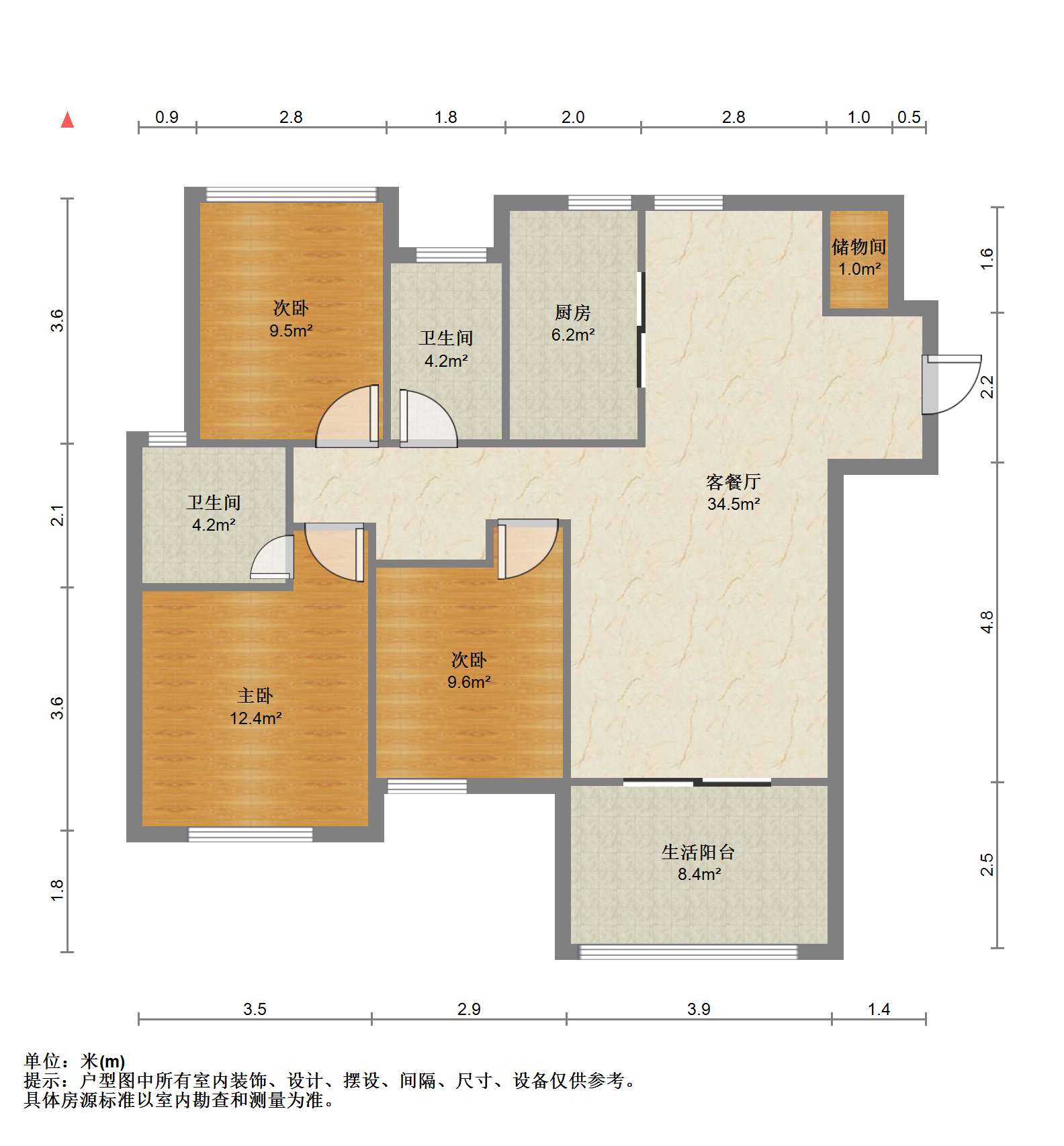 景瑞御府 3室2厅2卫 122m&sup2;