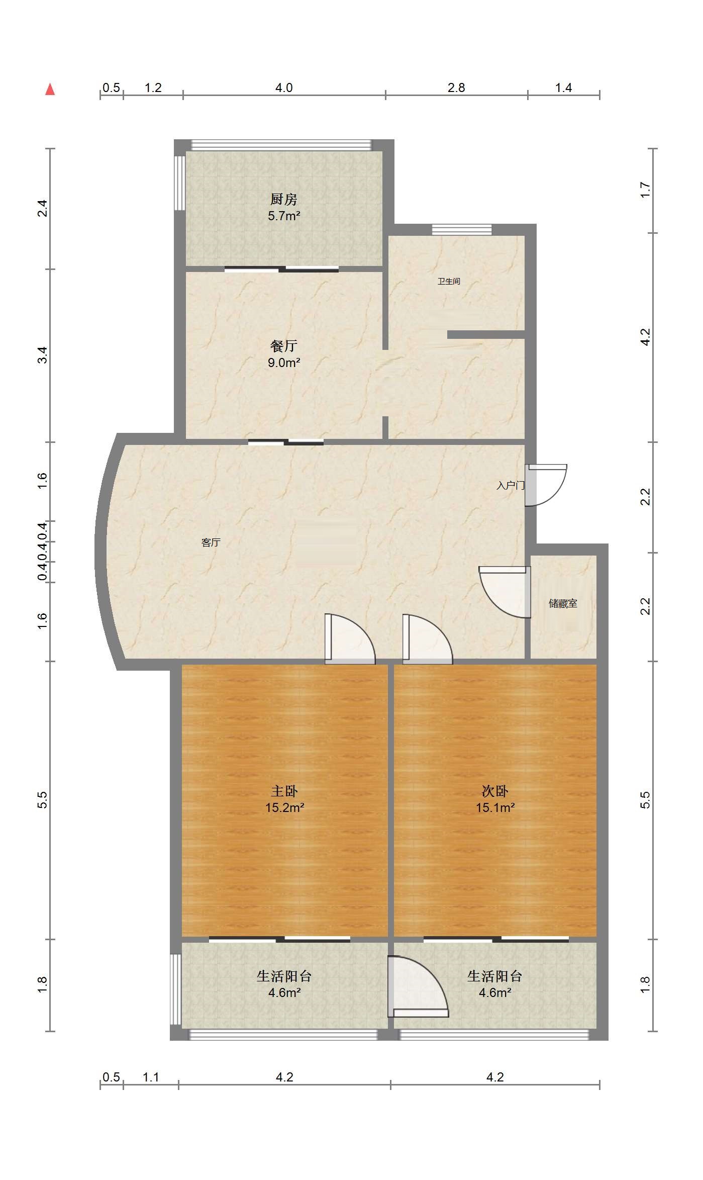 富丽花园 2室2厅1卫 97.71m²