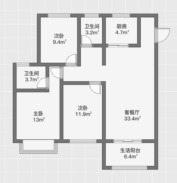 林肯公园 3室2厅2卫 113m&sup2;