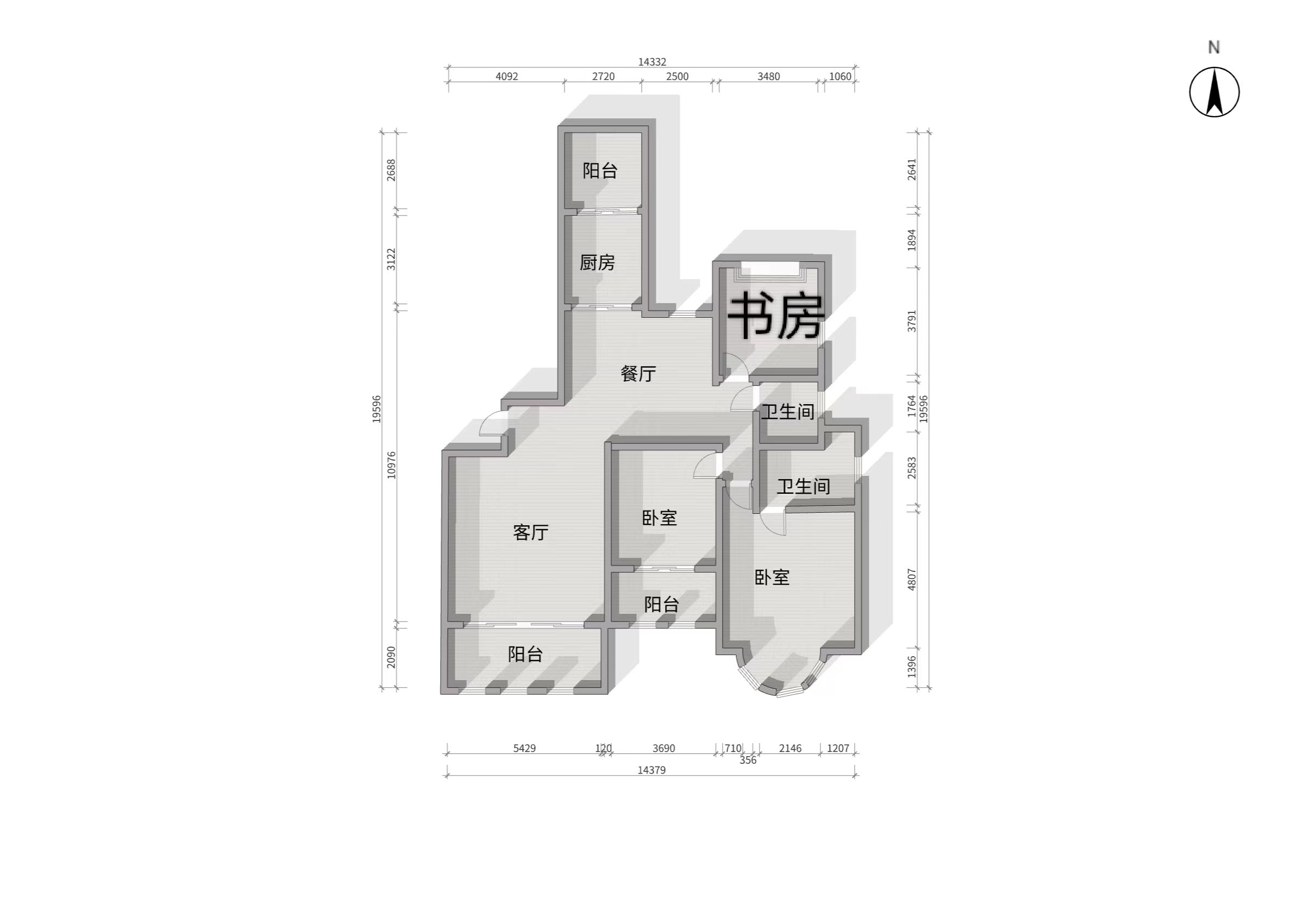 中南世纪城北区 3室2厅2卫 168.94m&sup2;