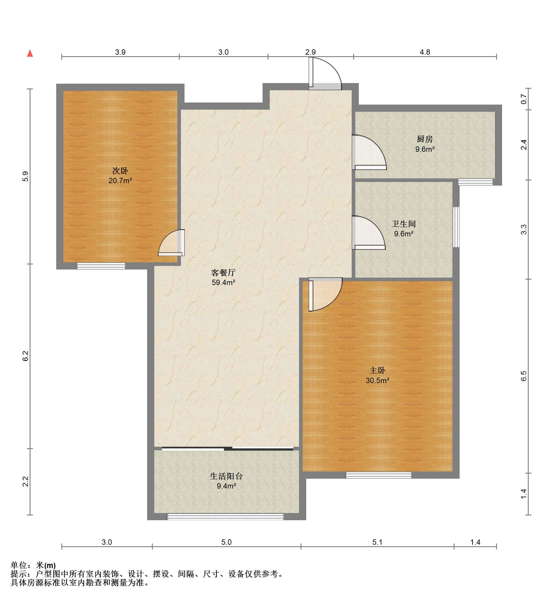 华山朝霞里（朝霞里花苑） 2室1厅1卫 95.21m&sup2;