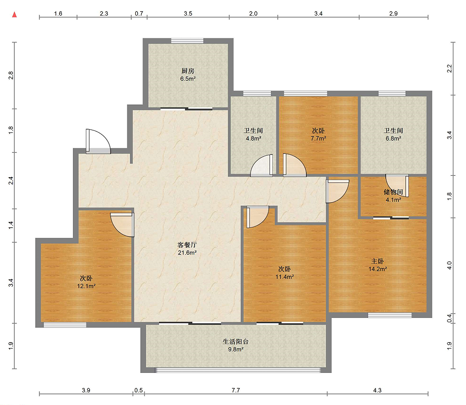 富力院士廷 4室2厅2卫 140.00m&sup2;