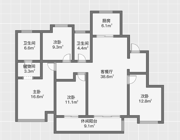 富力院士廷 4室2厅2卫 141m&sup2;