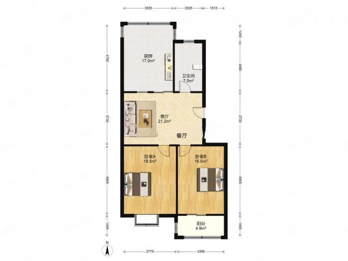 五山花苑 2室2厅1卫 93.00m&sup2;