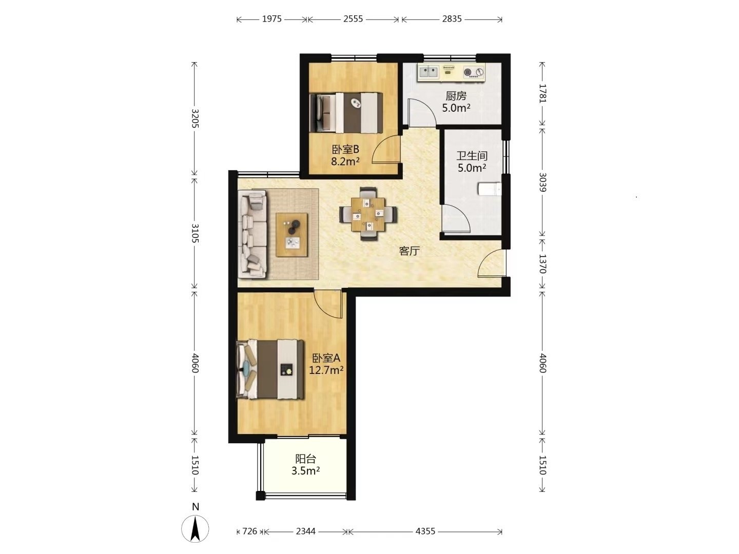 惠泽苑 2室1厅1卫 88m&sup2;