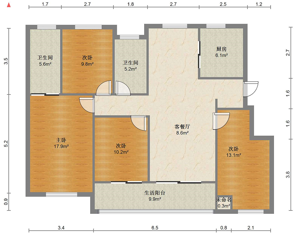 卓越悦宸 4室2厅2卫 123.00m&sup2;