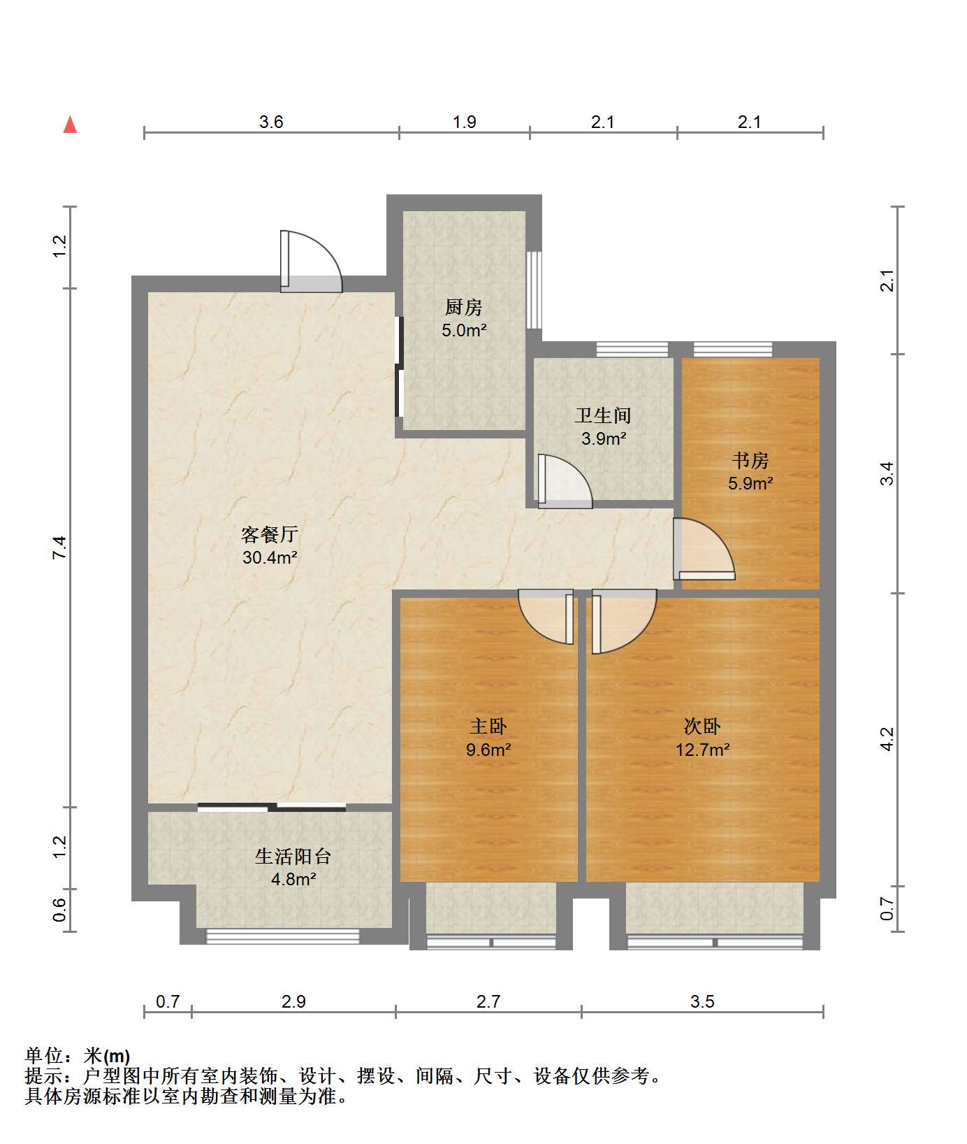 山景水岸 3室2厅1卫 97.89m&sup2;