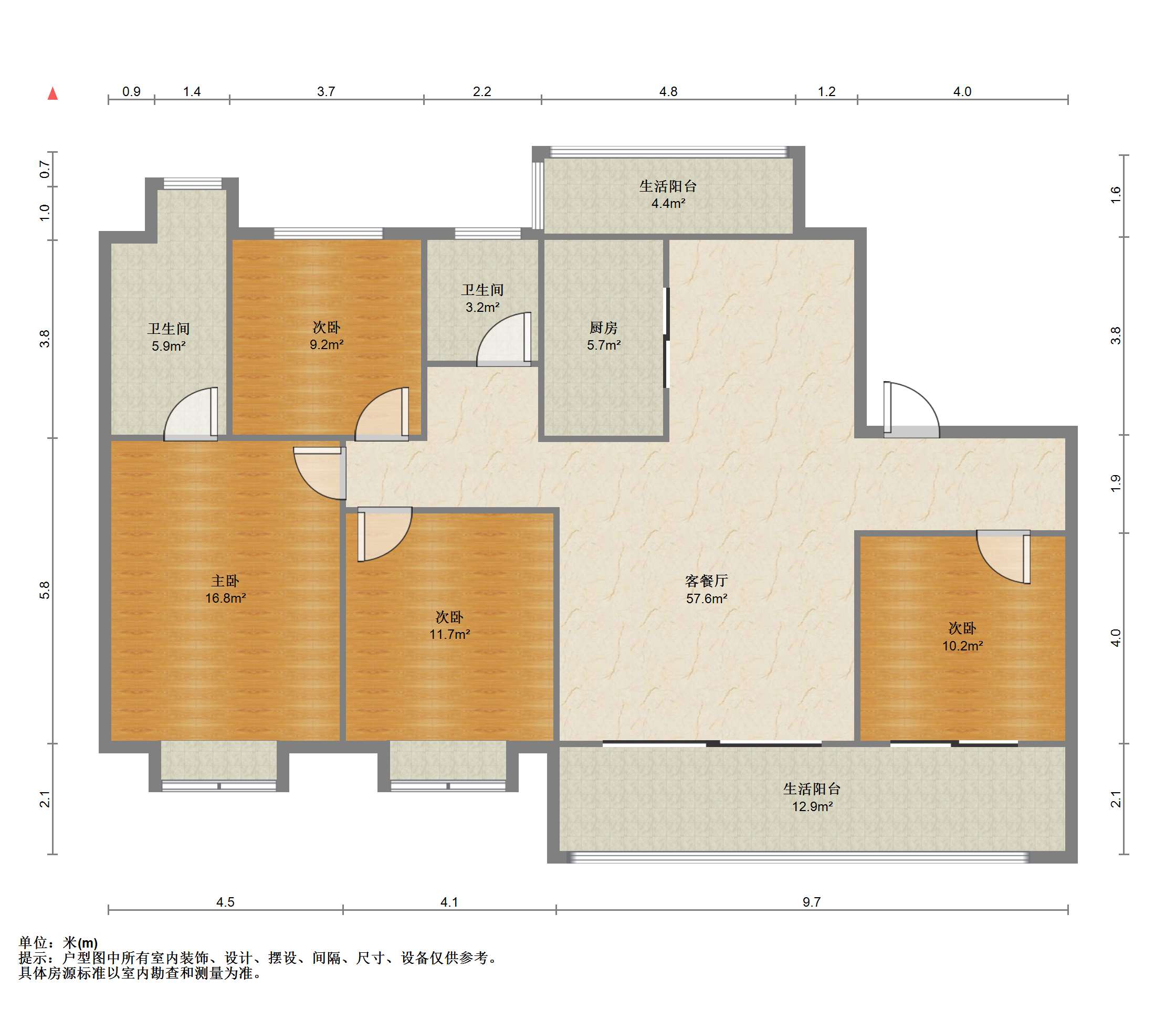 都会沁园 4室2厅2卫 150.00m&sup2;