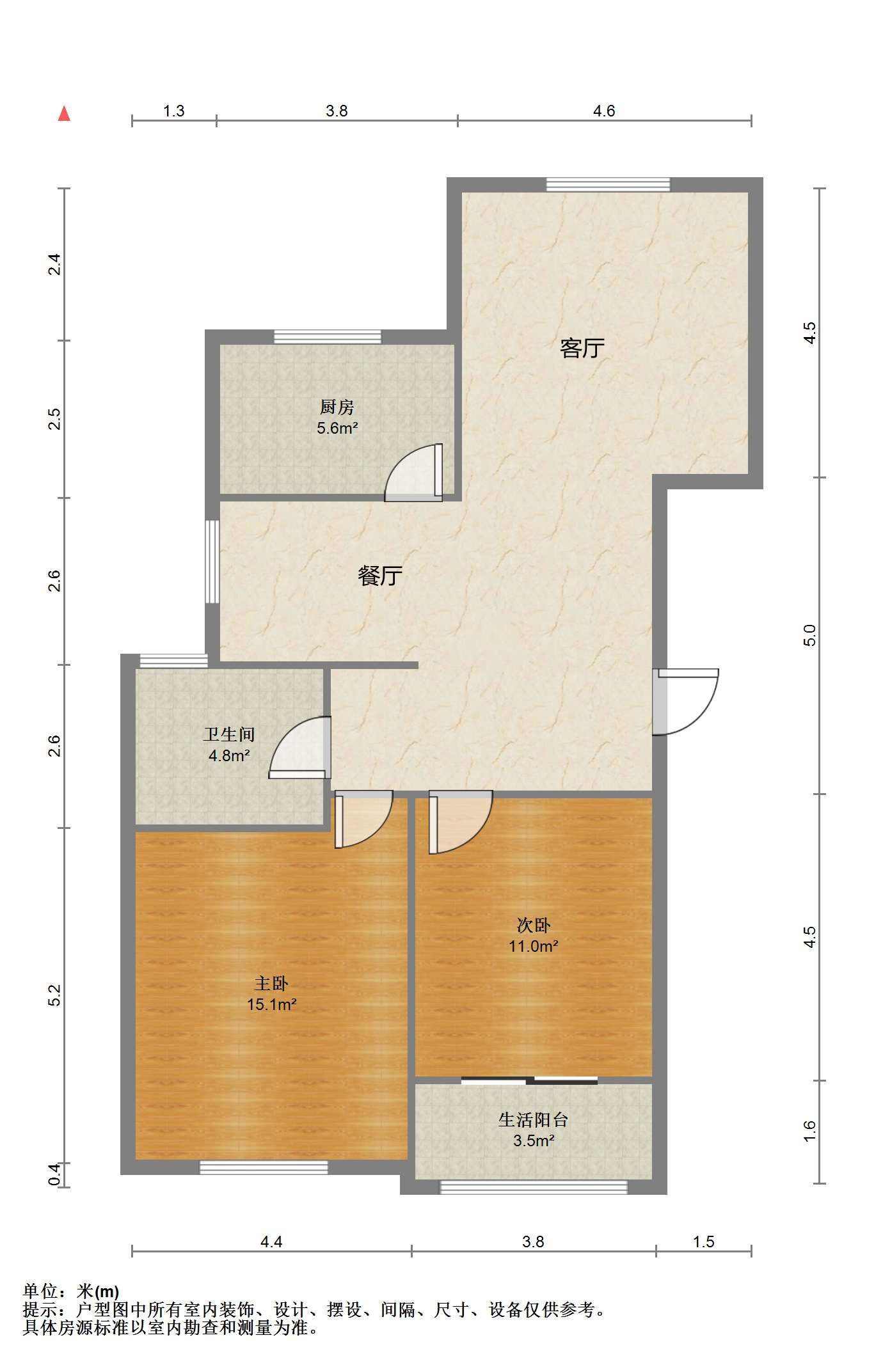 博园岚郡 2室2厅1卫 94.00m&sup2;