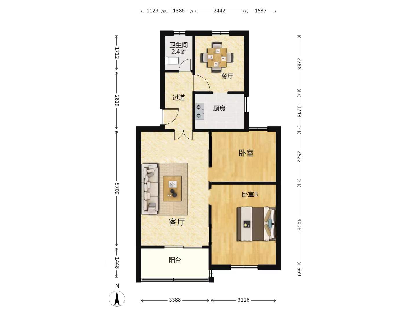 光明东村一期 2室1厅1卫 78.76m&sup2;