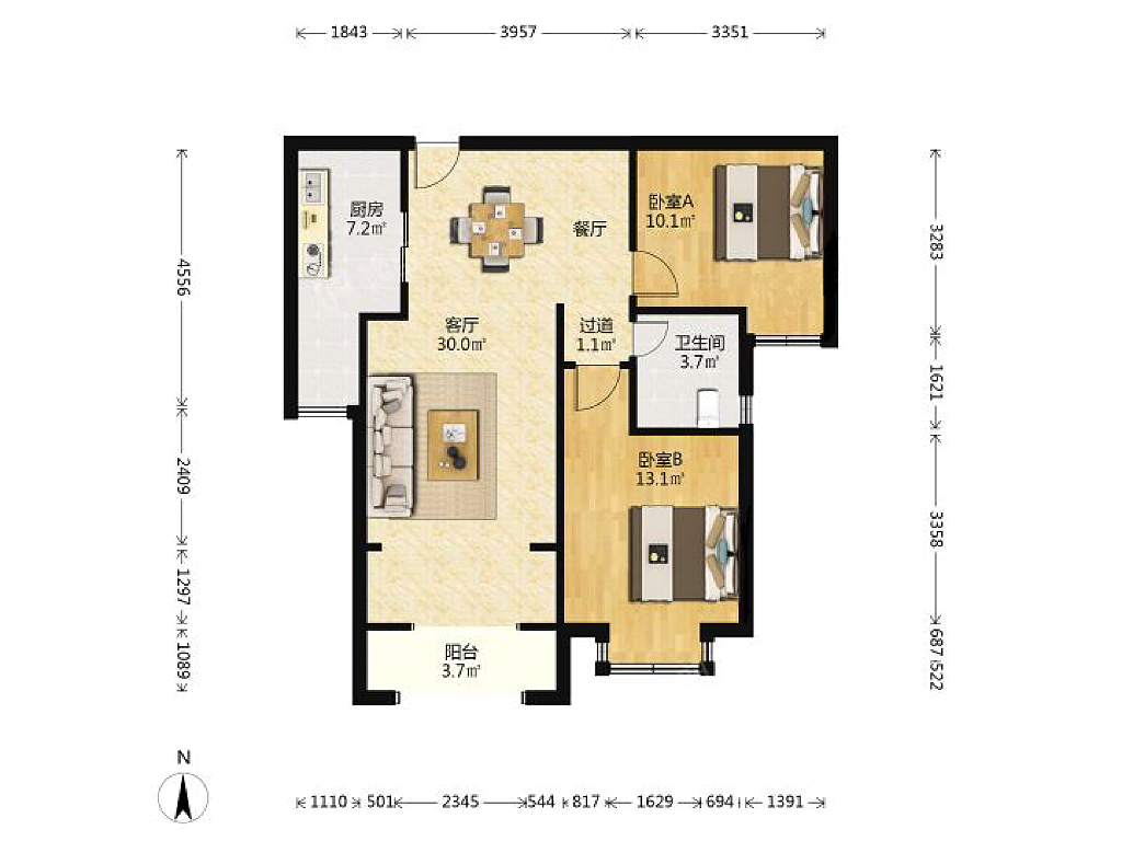 华强城 2室1厅1卫 86m&sup2;