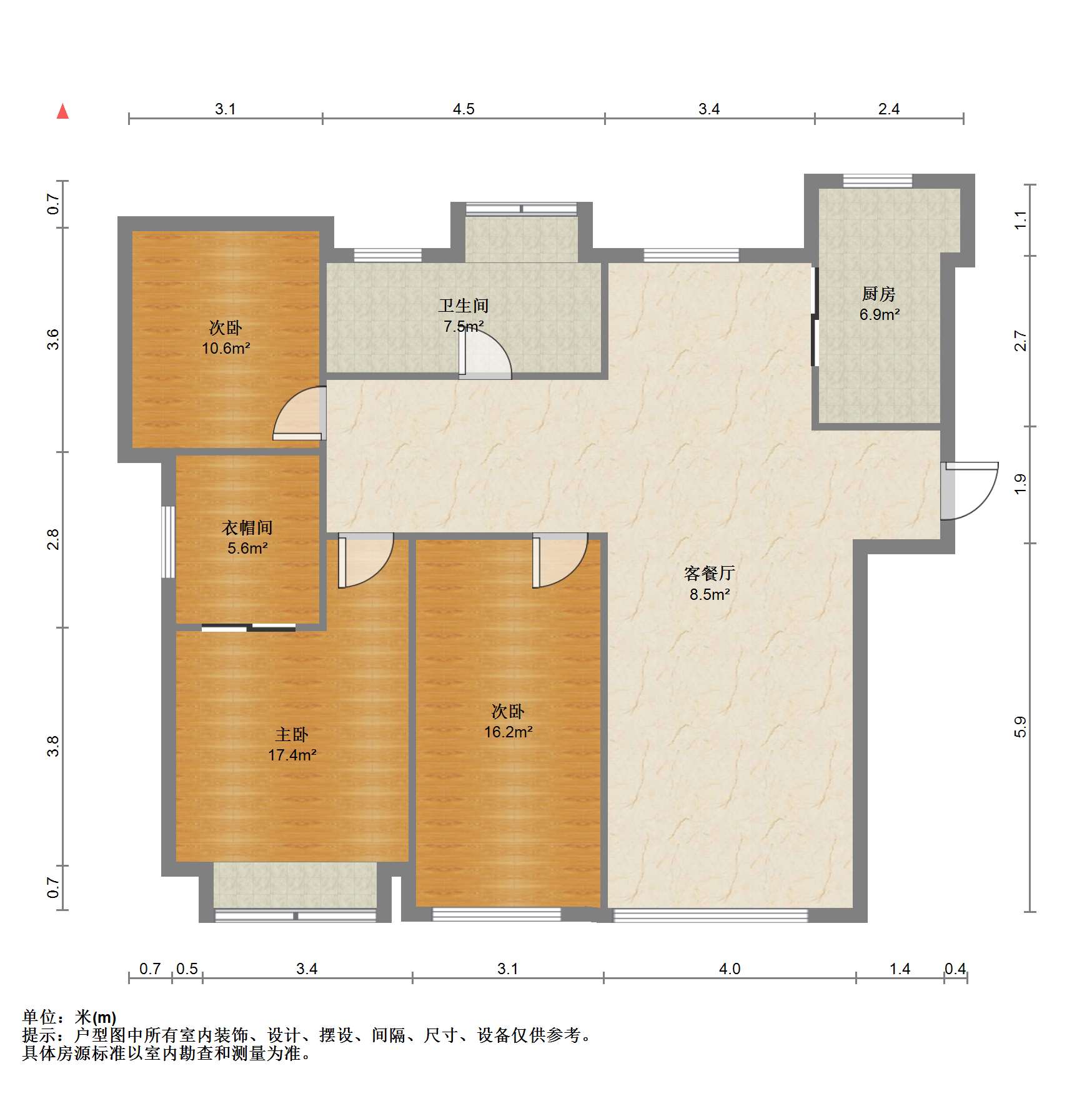 南通雅居乐花园 3室2厅1卫 142.23m&sup2;