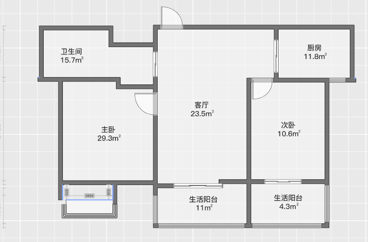 翰铂府北区 2室1厅1卫 90m&sup2;