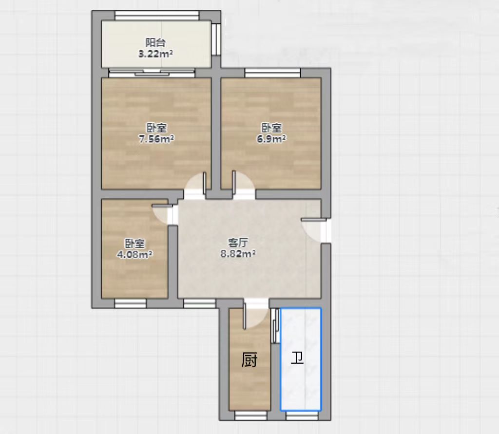 北濠桥东村 3室1厅1卫 76.15m&sup2;