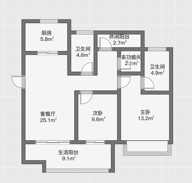 绿地新里城 3室2厅2卫 106m&sup2;