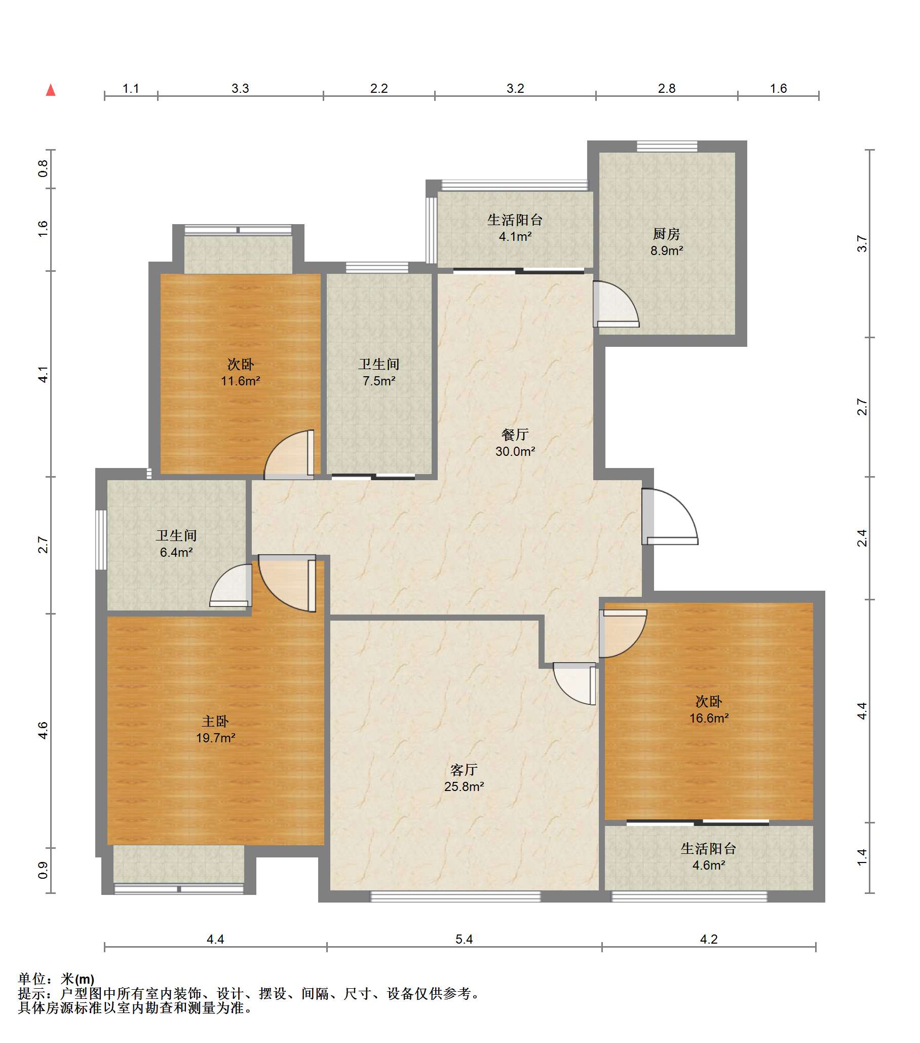 中港城 3室2厅2卫 130m&sup2;