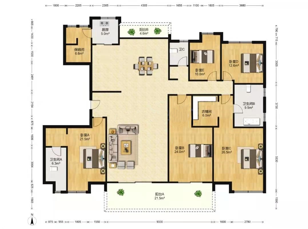 南通碧桂园翡翠华府 5室2厅3卫 266.00m&sup2;