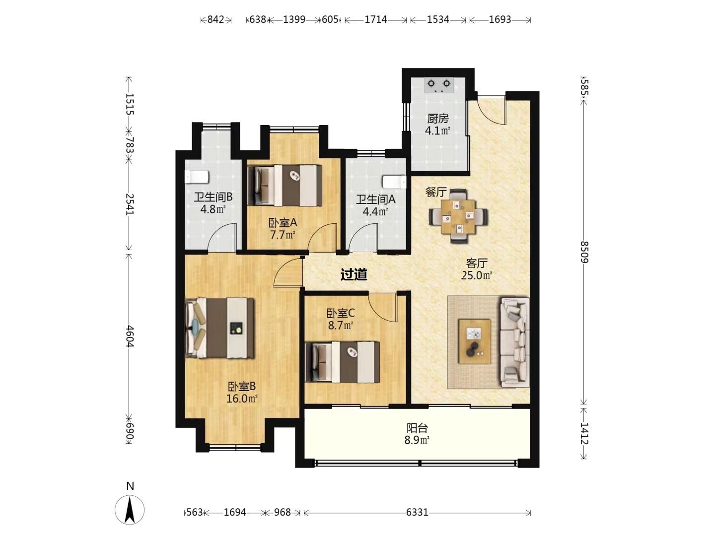 紫琅天成 3室2厅2卫 110.86m&sup2;