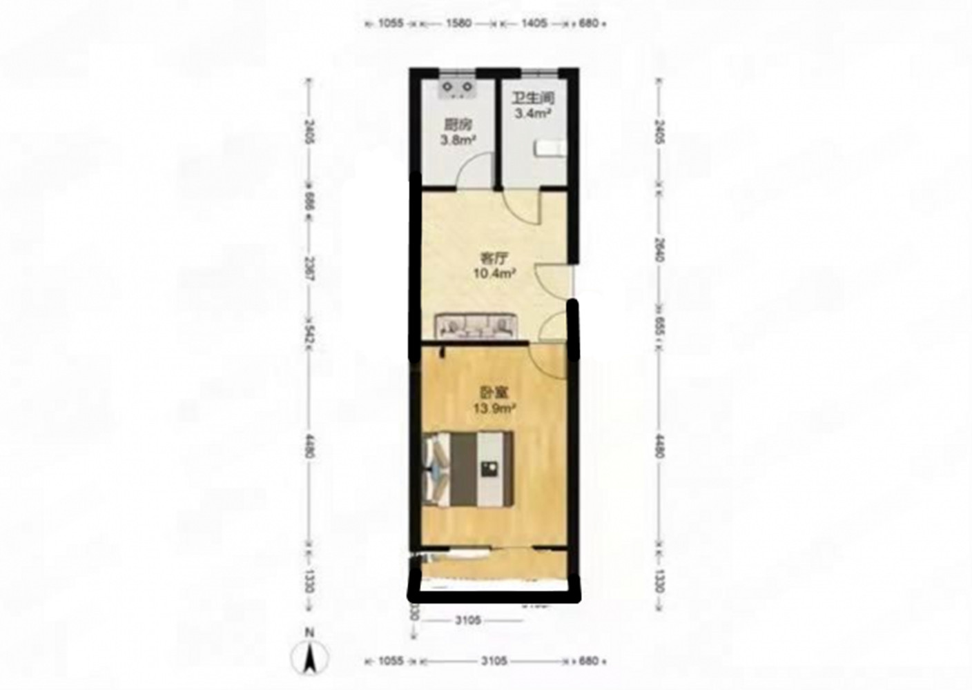 海港新村 1室1厅1卫 43m&sup2;