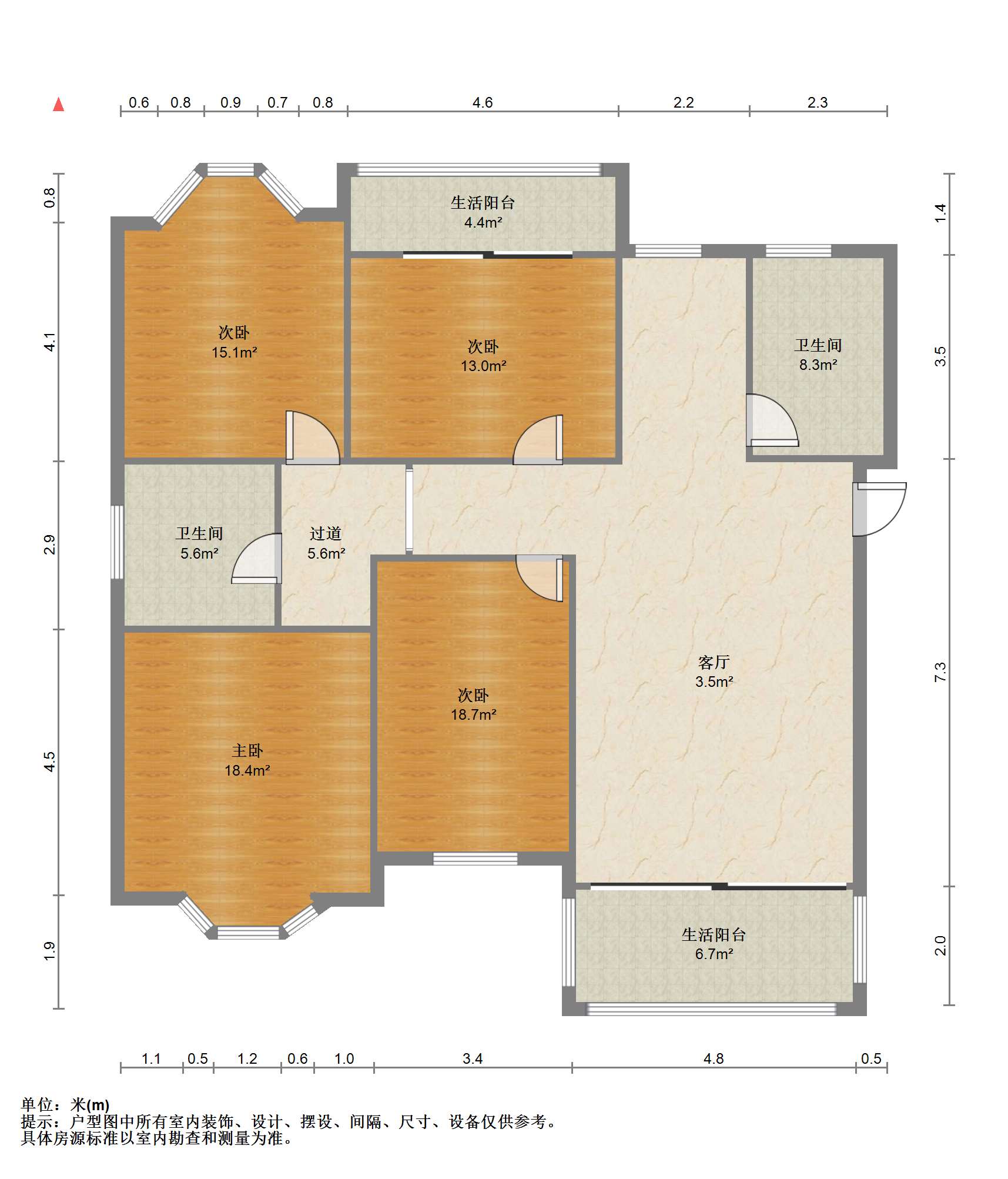 凤凰莱茵苑 4室2厅1卫 140m&sup2;