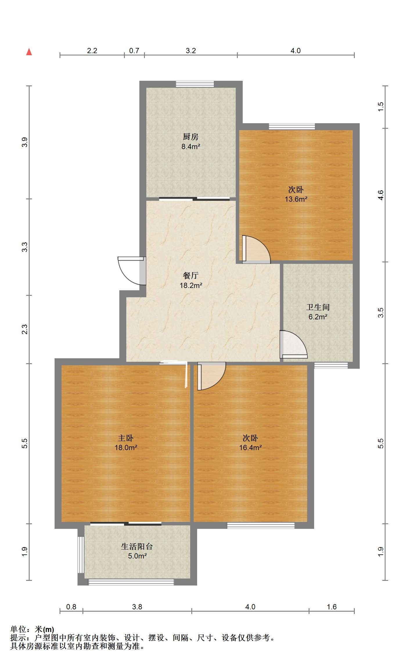 永兴福里南区 3室2厅1卫 118.00m&sup2;