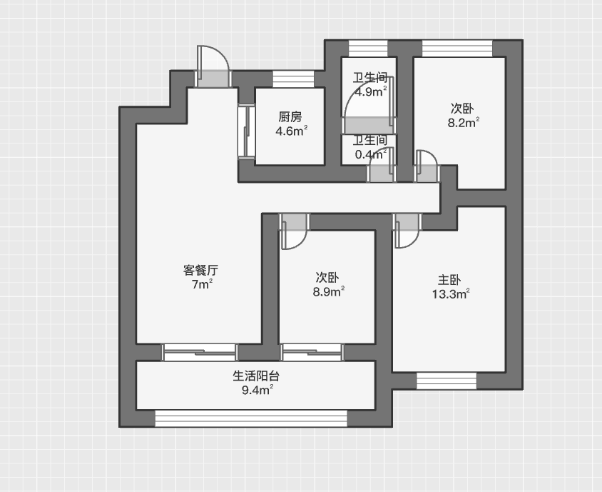 招商新城雍景湾 2室2厅1卫 87m&sup2;