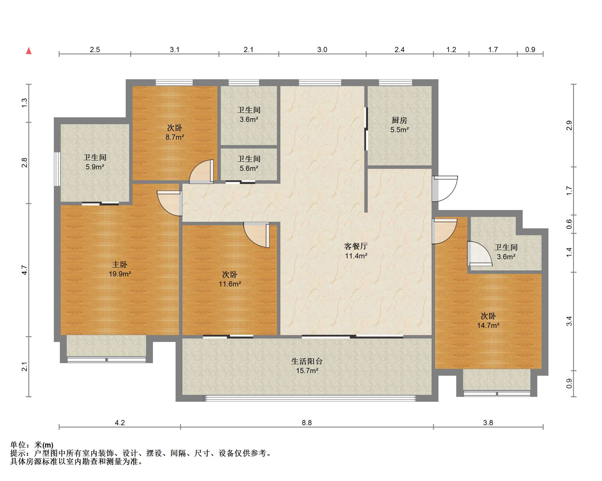 圆融玺悦 4室2厅3卫 160m&sup2;