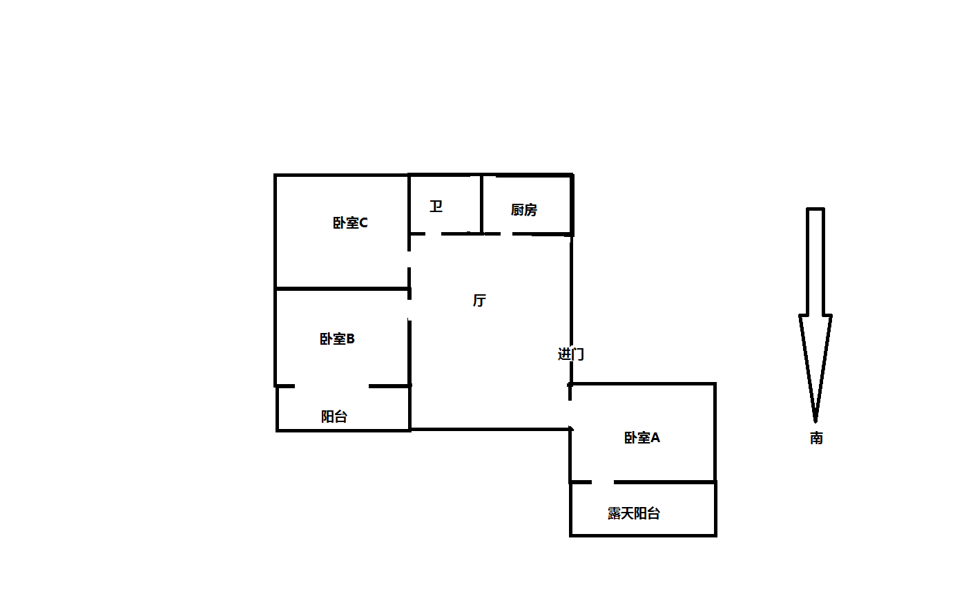 虹桥南村 3室1厅1卫 94.4m&sup2;