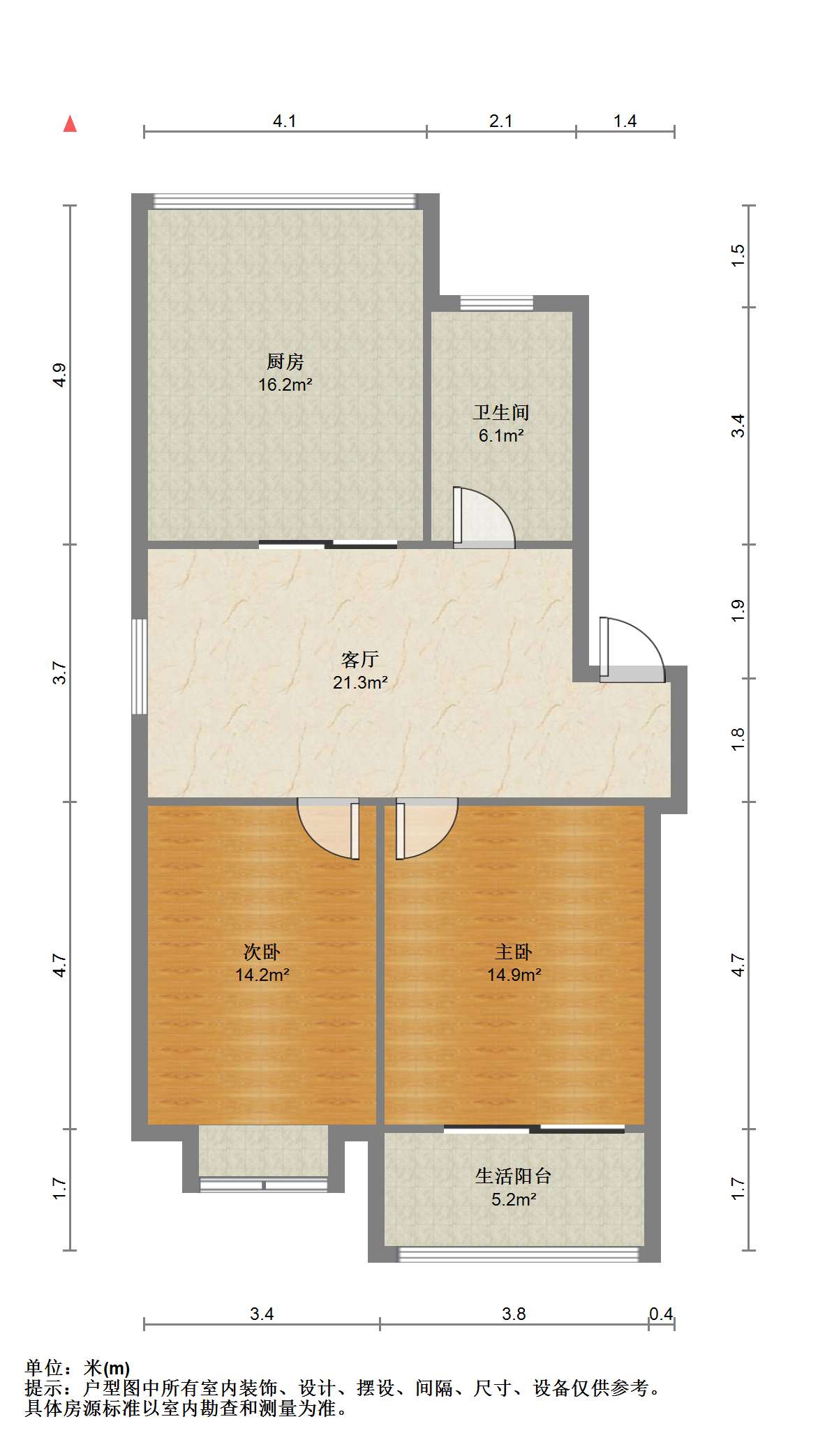 外滩北苑 3室1厅1卫 90m&sup2;