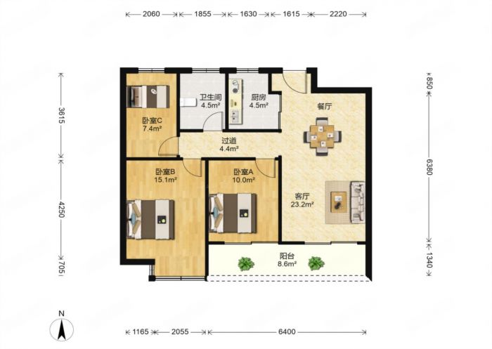 绿城沁园 3室2厅1卫 95.00m&sup2;