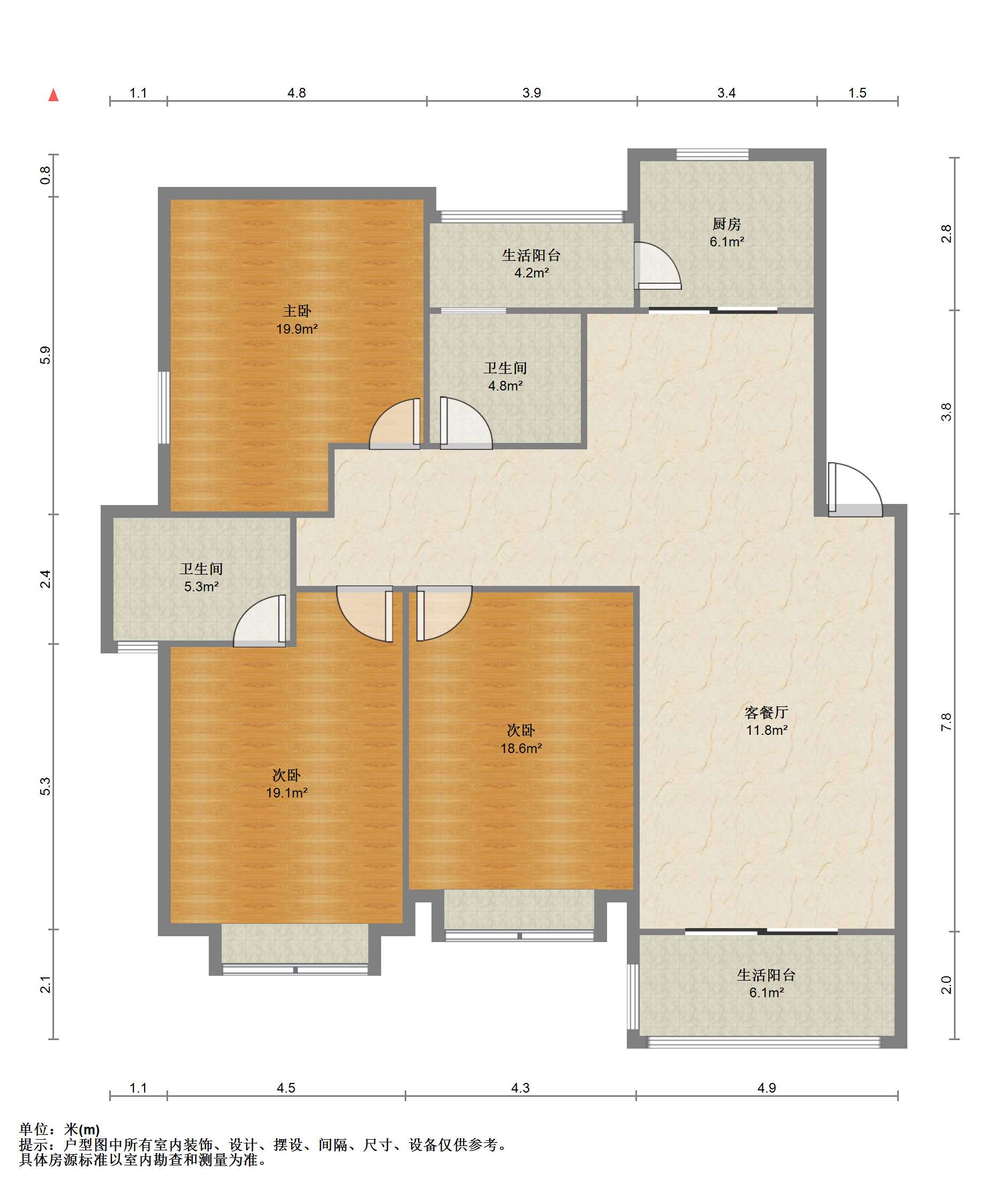 江海皇都私家花园 3室2厅2卫 147m&sup2;