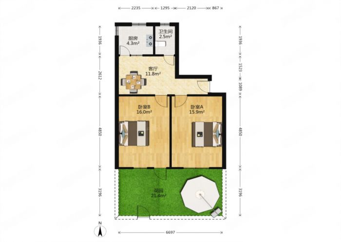 新建路新村（新建花苑） 2室1厅1卫 64m&sup2;