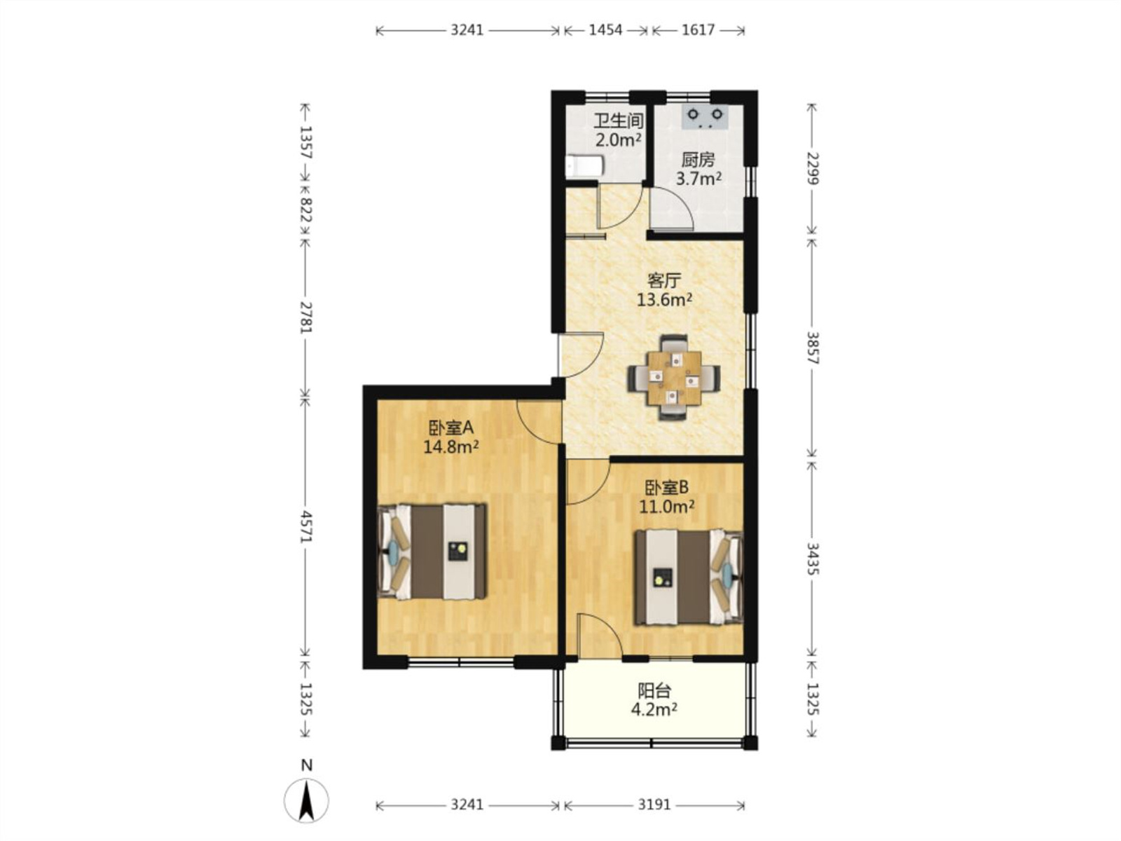 南园路19号大院 2室1厅1卫 62.00m&sup2;