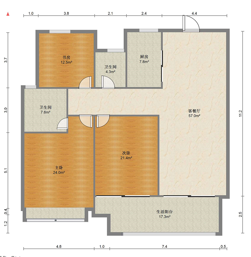 佳源都市 3室2厅2卫 109m&sup2;
