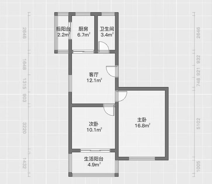 北濠新村二组团 2室1厅1卫 65.52m&sup2;
