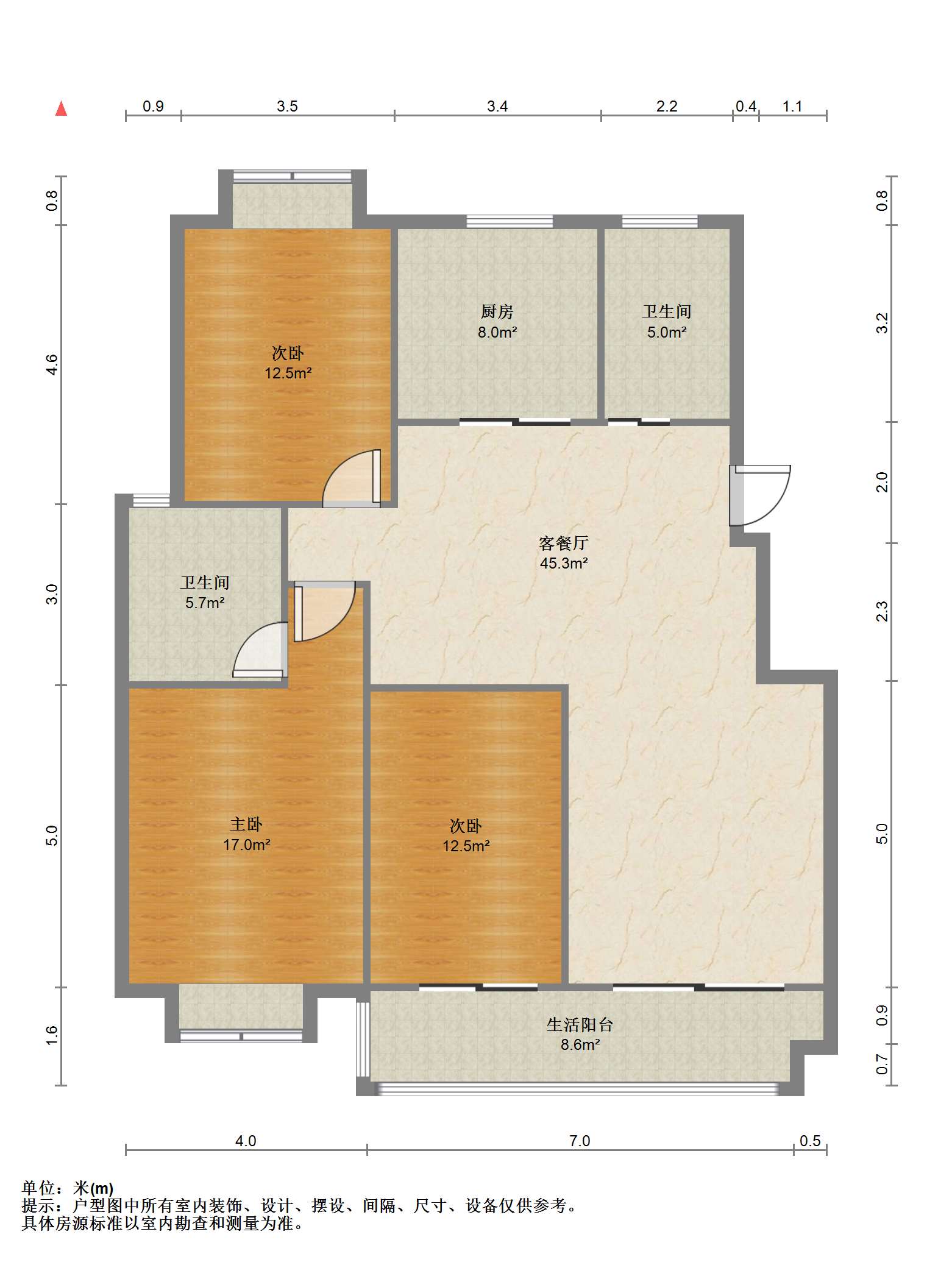 天晖苑 3室2厅2卫 130m&sup2;