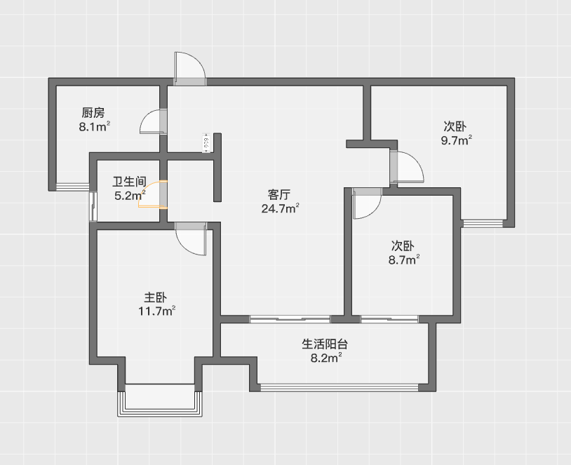 华强国际公馆 3室2厅1卫 108m&sup2;